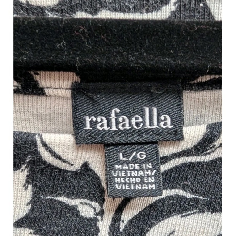 Rafaella Knit Top Size Large Black & White Cap Sleeves Round Neckline Blouse - Picture 3 of 9